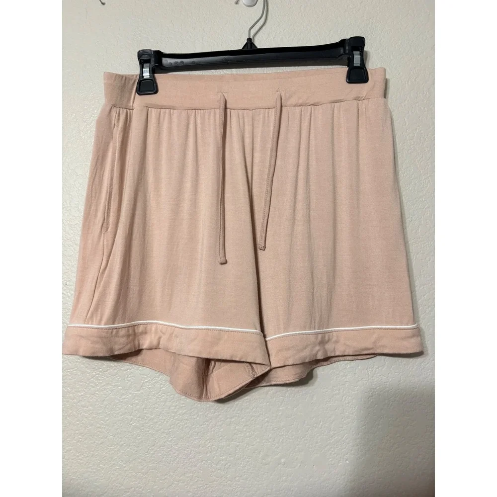 Cozy Earth Bamboo Pajama Set Blush Pink Short Sleeve Top and Shorts Size M